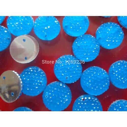 Round Set auger drill on accessories blue sew on crystal rhinestones beads gemstone hand sewing for dress 16mm 100pcs/lot