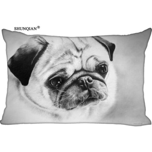 Hot Custom Pug Dog Rectangular Pillowcase Home Bedroom Living Room Silk Pillowcase Two Sides Printing More Size