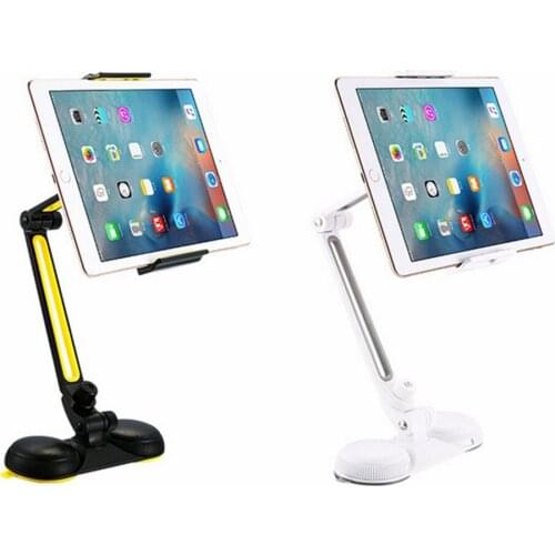 2019 New Aluminum Alloy Flat Bracket Double Suction Cup Desktop Bracket 360 Degree Free Conversion For 4-10 Inch Mobile Tablet