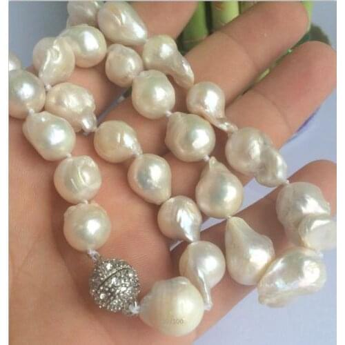 NEW 10-16mm SOUTH SEA WHITE BAROQUE PEARL NECKLACE