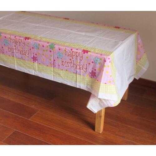 Disposable Plastic Table Cloth Happy Birthday TableCover Tablecloth Flower Waterproof For Birthday Party Decoration 180*108cm