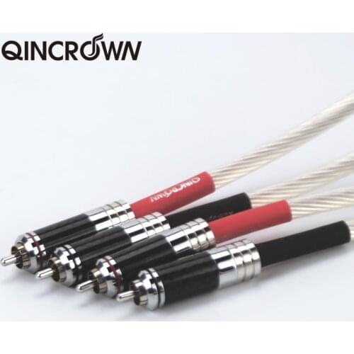 Par 5nocc único cristal prata + wbt ouro rca plug 2rca para 2rca audiófilos cabo de áudio para casa teatro dvd tv amplificador c