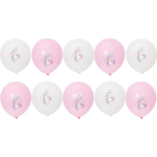 Printed unicorn balloon 10 inch 10pcs white pink unicorn birthday party decoration latex balloon wholesale