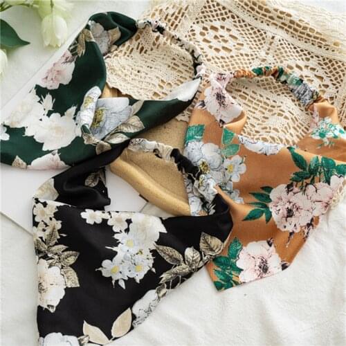 Floral Print Headband Elastic Hair Bands DIY Hair Styling Headwear Turban Headwrap Soft Hair Scrunchies Triangle Hair Scarf