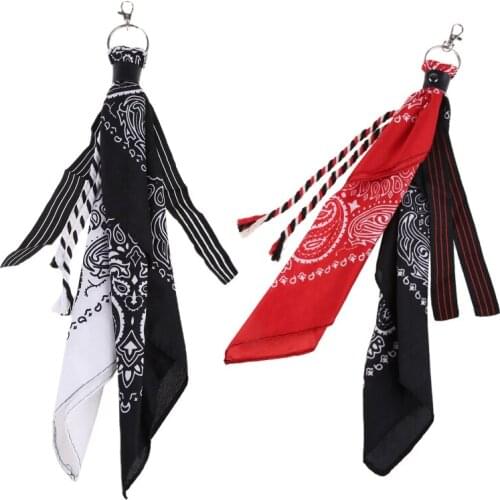 Q1QA Paisley Bandana Kerchief Wallet Chain Ribbon Biker Headscarf Jean Pants Keychain