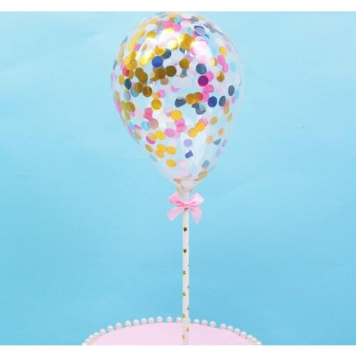 Happy Birthday Bow Balloon Cake Topper Acrylic Gold Silver Cake Top Flag Decoration for Boy Birthday Party Wedding Supplies