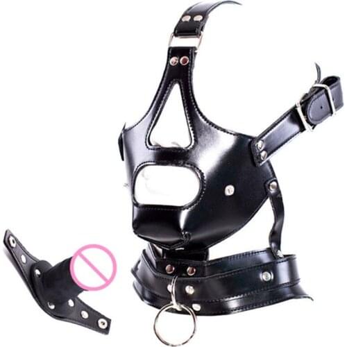 Sex Toy SM Leather Fetish Headgear BDSM Bondage Headgear Mask Hood Restraint Adult Cosplay Female Man