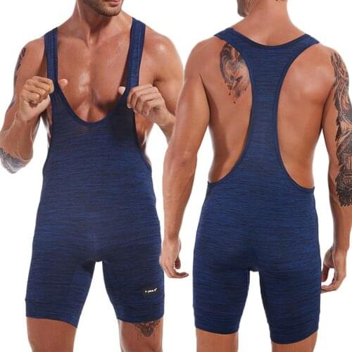 Sexy Mens Undershirts Leotard Bodysuits Shorts Gym Sports Wrestling Singlet Underwear Jumpsuits Quick Dry Swimwear Plus Size