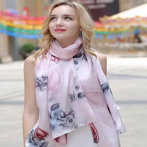 Women girls 100% Real pure SILK satin SCARF wrap shawl sarongs Silk Neckerchiefs 175*55cm factory sale #4196