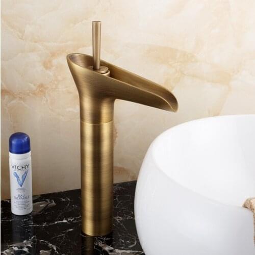 Bathroom Faucet Antique Brass Single Handle Hot & Cold Water Mixer Taps Wash Basin Bathroom Deck Mounted Faucet ZD738