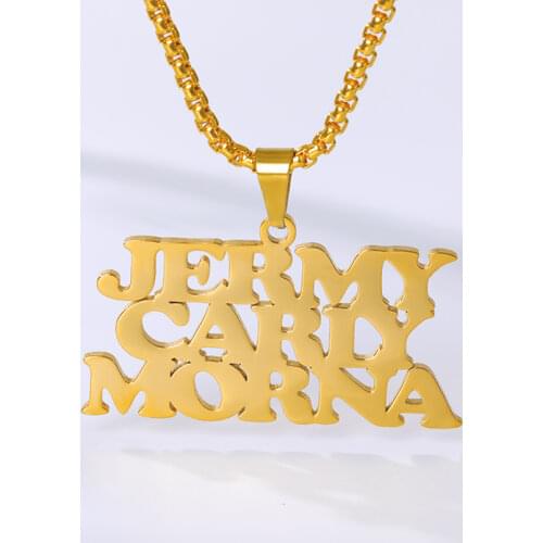 Thick Bead Chain Necklace Custom 1-3 Name Necklace Personalized Jewelry Stainless Steel Gold Color Necklace Women Men Gifts