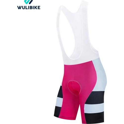Wulibike Cycling Bib Shorts Mens High Elastic Sponge Pad Bicycle Shorts Man Bike Sportwear Pink 2021Youth Rainbow Series