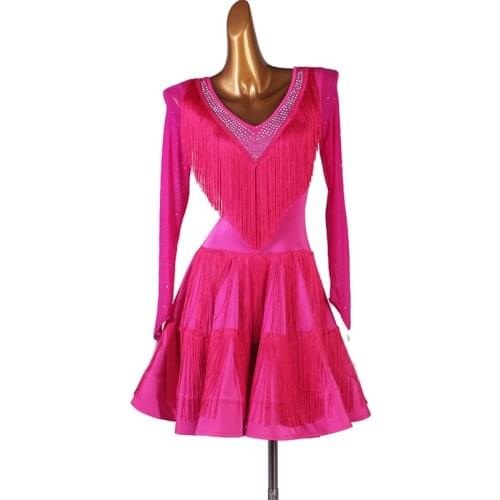 Custom tassel Latin Dance Dress adult Latin Dance Dresses For Women Club Party Dancer Singer Entertainer Fringe Tassel Dress