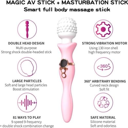 Female AV Magic Wand Big Double-headed G-spot stimulation Dildo Masturbation Device Strong Vibrator massage stick adult sex toys