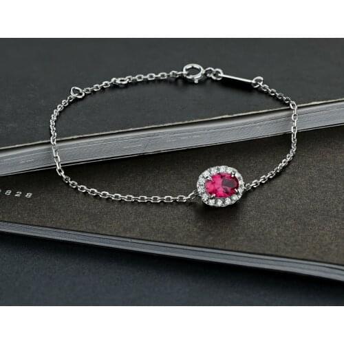 Trendy 925 Sterling Silver 6*8mm Oval Natural Ruby Chain Bracelets for Women Fine S925 Jewelry Ruby Charm Bracelet Party Gift