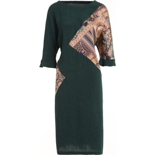 Gowani summer fabric blocking loose fit half sleeve silk dress