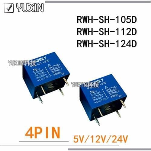 10PCS 100% New Original Relay RWH-SH-105D 5VDC RWH-SH-112D 12VDC RWH-SH-124D 24VDC RWH SH 112D 5PIN 15A 5V 12V 24V