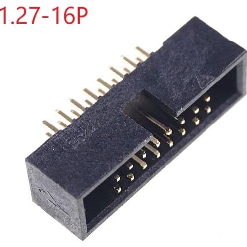 10 Pcs 1.27mm x1.27 mm Box header 2x8 Pin 16 Pin dual rows Through Hole DIP type Straight Male Shrouded PCB IDC Socket