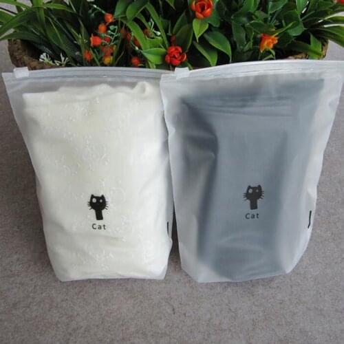 1000pcs Cartoon Cat Travel Storage Bag Waterproof Clothing Zipper Bag Packaging Clothes Sanitary Napkins ZA6626