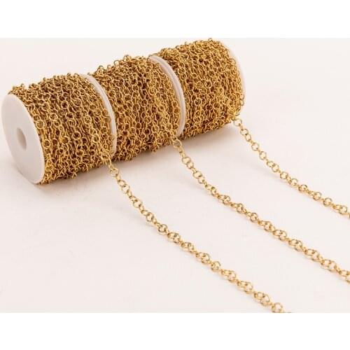 2 Meters/lot 316L Stainless Steel 3 4 5mm O Link Round Circle Cable Bulk Chain Fit DIY Necklace Jewelry Making Finding Supplier