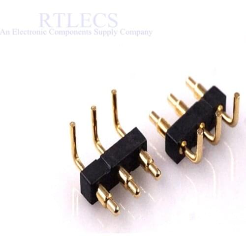 20pcs Spring loaded Header pins connector 3 Pin Pitch 2.54 mm Horizontal PCB Angled 90 Degree Through Holes 1 Amp Current Pogo
