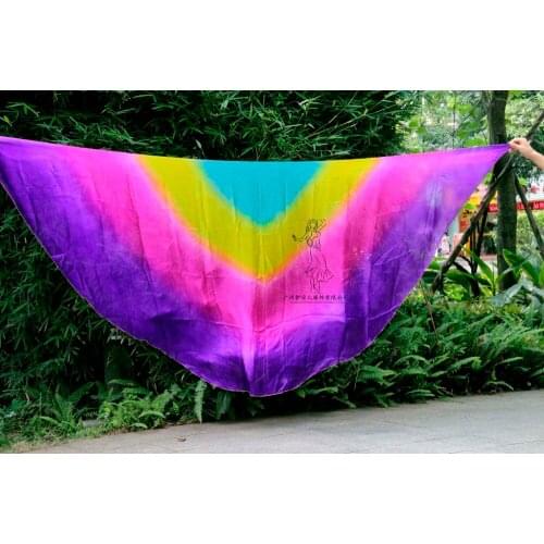 2016 design 100% real silk belly dance veil, cheap dance veils, semicercle veil wholesale 250*114cm Turquoise Yellow Rose Purple
