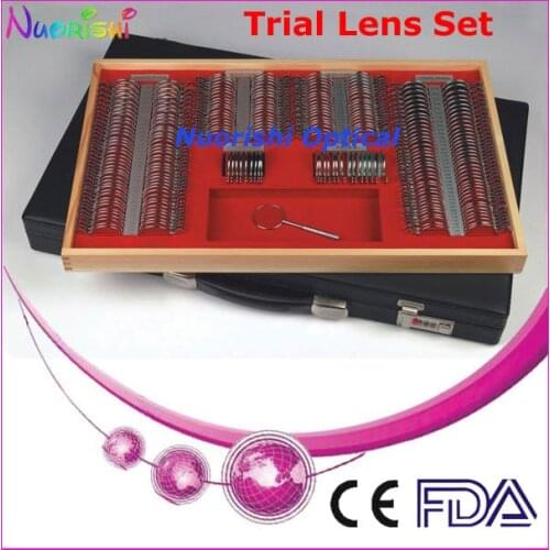 266L-JS 268pcs Ophthalmic Trial Lens Set Shiny Metal Rim Leather Case Packed Lowest Shipping