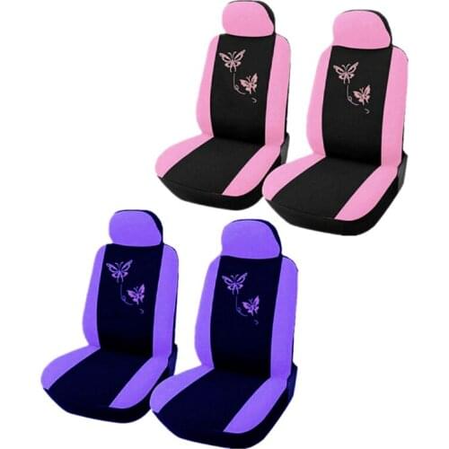 4/9pcs Pink/purple Car Seat Covers Butterfly Embroidery Woman Seat Covers Automobiles Car Interior Accessories Car-Styling