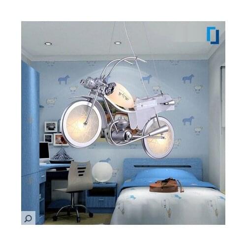 Aluminum Motorcycle Shape Glass Cartoon Chandelier E14 Incandescent Led Modern Lamps For Children Bedroom Lamp Lighting lustre