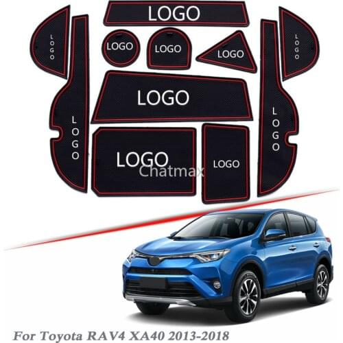 Brand LOGO Car Styling For Toyota RAV4 XA40 2013-2018 Gate slot pad Interior Door Groove Mat Non-slip dust Interior Accessory