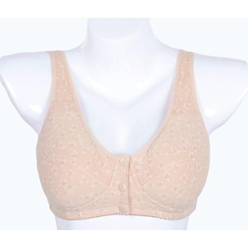 Lady False Breast Cancer After Breast Surgery Bra Without Steel Ring Front Botton Cotton Underwear Breast Prosthesis Bra D-1004