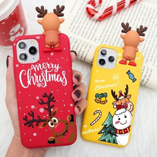 3D Doll Christmas Case For iPhone 12 mini 11 Pro XS Max X XR SE 2020 Navidad Cover For iPhone 7 8 6 6S Plus Candy Color Funda