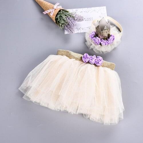 Baby Girls Tutu Flower Headband Headwear Kids Ballet Tulle Shiny Pettiskirts Party Princess Skirt wedding birthday