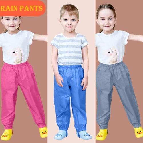 Kids Boys Girls Rain Pants Fashion Solid Color Windproof Waterproof Mud Trousers Clothes Plus Size Child Pants 1-12Y Harem Pants