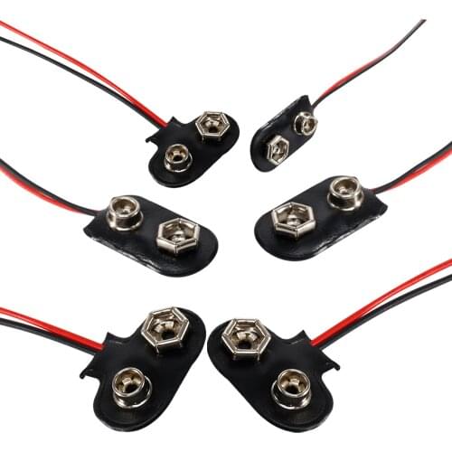 For 5PCS 10PCS 6F22 9V 15CM Battery Adapter T/I Type Snap Connector Cable Clip Lead Wires Buckle For Arduino DIY