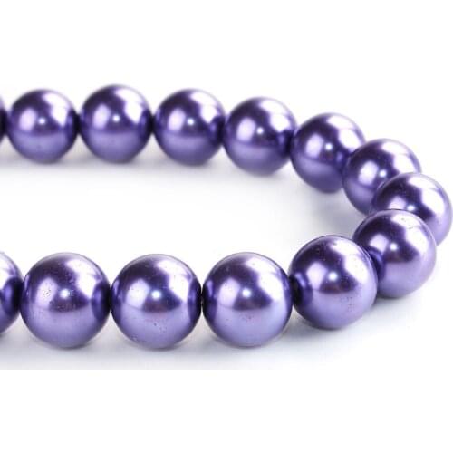 DoreenBeads Round Glass Beads Purple Imitation Pearl Beads DIY Findings About 16mm Dia,80cm long, 1Strand (Approx 54 PCs/Strand)