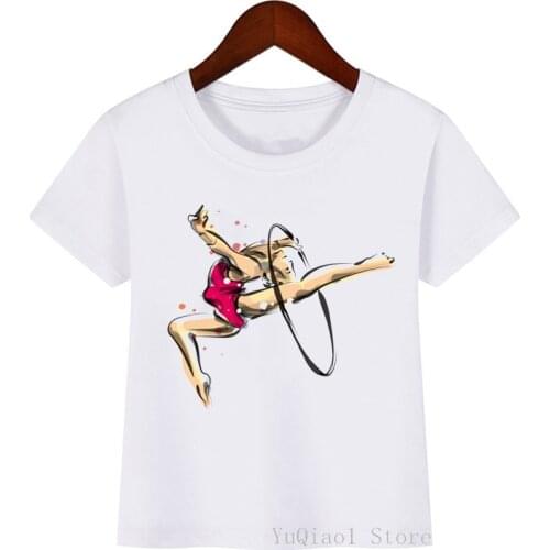Vintage GYM Art Print T Shirt Kids Gymnastics Tee Girls Ballet Dancer Lover Birthday Gift T-Shirts Customized Diy Tshirt Clothes