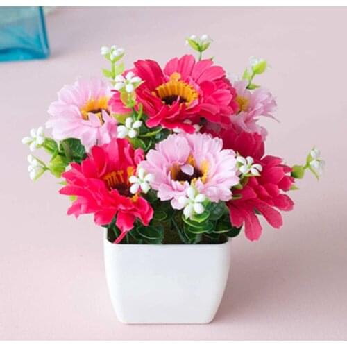 13cm Plastic Indoor Outdoor Artificial Flowers Fake Plants In Pot Grass Garden Potted Ornaments For Home Decoration