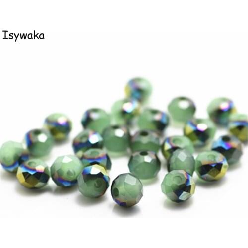 Isywaka Green Colorful Colors 4*6mm 50pcs Rondelle Austria faceted Crystal Glass Beads Loose Round Beads for Jewelry Making