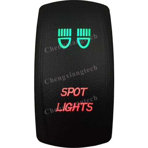 Laser -SPOT LIGHTS -Car Boat Green & Red Led On Off Rocker Switch Waterproof, Overload Protection, SPST, Truck Marine Caravan