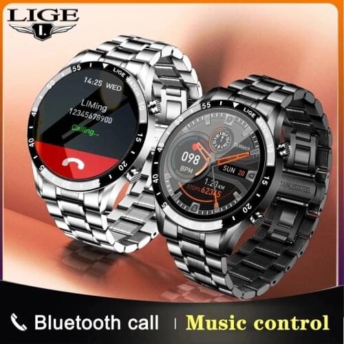 LIGE Full Touch Screen Men Smart Watch Sports Bluetooth Call Bussiness Watch IP68 Waterproof Smartwatch Women for Android iOS