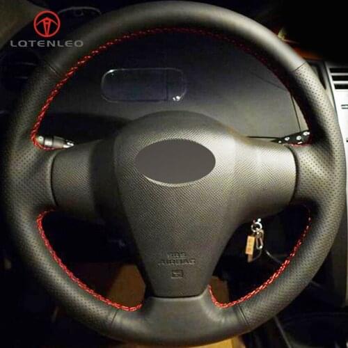 LQTENLEO Black Artificial Leather DIY Car Steering Wheel Cover for Toyota RAV4 2006-2012 Vios 2008-2013 Yaris 2007-2011