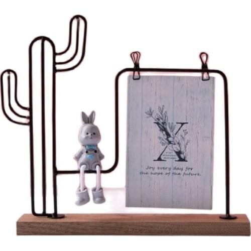 Kawaii Photo Frame Horizontal Vertical Format Iron and Wood Rabbit Frame Cartoon Photo Inner Frame Hand Made Beside Table Decor
