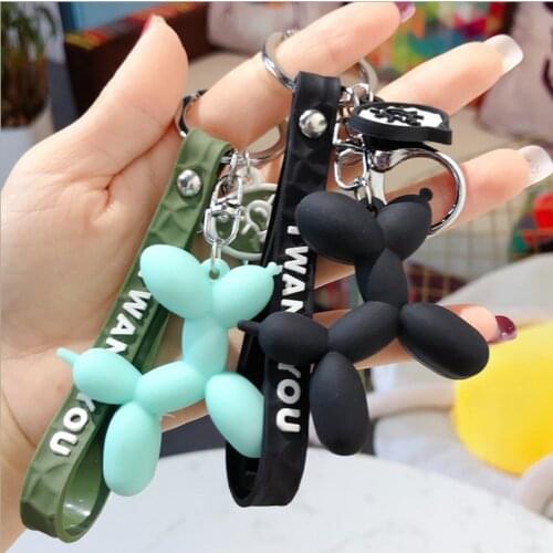 Fashionable three-dimensional cute balloon dog keychain keychain creative cartoon mobile phone bag car pendant fun keychain
