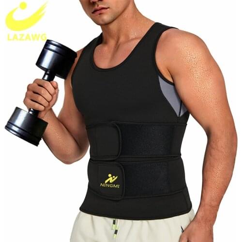 LAZAWG Mens Gym BodyShaper Sauna Waist Trainer Corset Belly Sweat Belt Slimming Shirt Vest Underwear Tops Shapewear Corset Belly