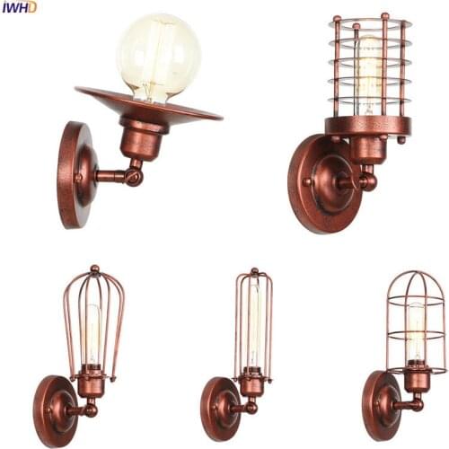 IWHD Rust Color Industrial Wall Light Bedroom Porch Stair Cafe Loft Decor Retro Vintage Wall Lamp LED Applique Murale Luminaira