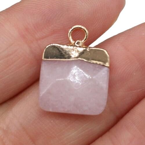 New Natural Stone Pendant Square Yellow Agates Faceted Pendant Necklace For DIY Jewelry Best Birthday Gift Size 15x20mm