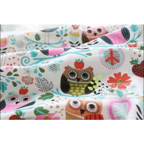New Vintage handmade linen Patchwork Painting Hemp Cotton Linen Fabric Sewing Textiles household sewing fabric owl