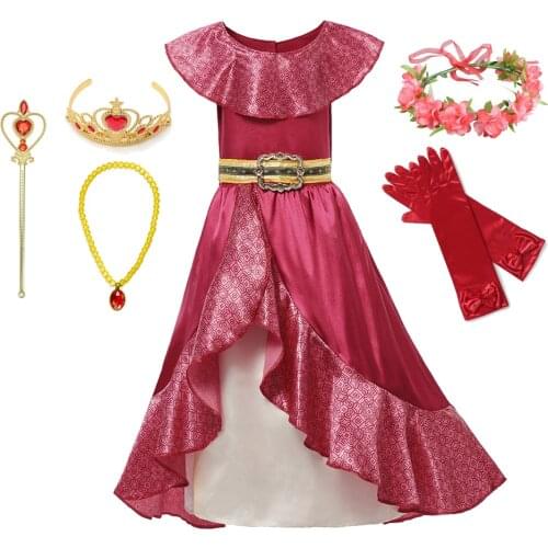 Princess Elena dress Christmas Dress Party Gown Child Girls Fantasia Elena Dress Up Princess Elena Dress Birthday Red Dresses