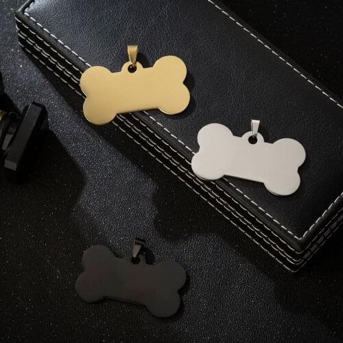 Blank ID Charm Name Pendant Military Army Bone Round Rectangle Black Gold Color Wholesale Stainless Steel Accessories